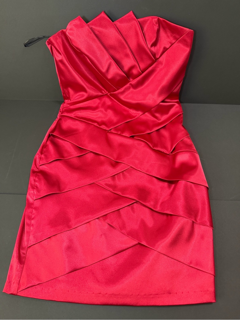 Jessica McClintock Fuchsia/Red Satin Strapless Mini Dress